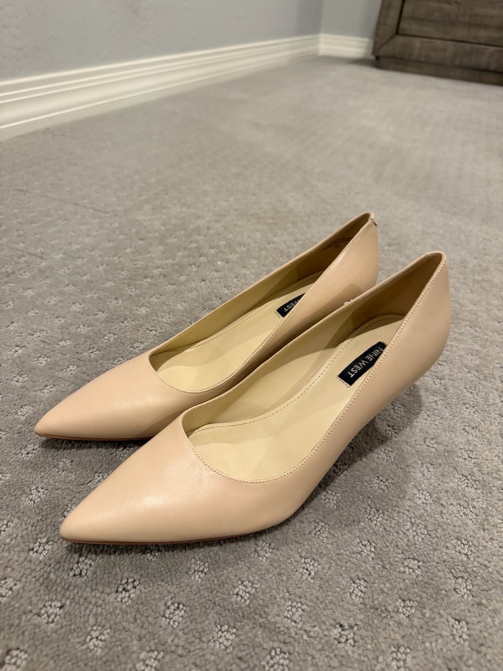 Nine West Women's Arlene Pointed-Toe Low Heel Pumps - Shade Blush Leather